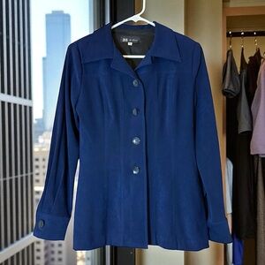 3B By Nina K Fitted Tailored Blazer Jacket Top Navy Blue Sz S Vintage Career